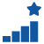 blue star icon next to increasing bar graph representing growth and progress in metrics for success in ranking 1