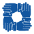 blue geometric icon with six sides representing a design or technology concept