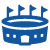stadium with flags representing two teams and sports events